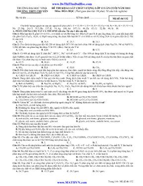 Đề thi khảo sát chất lượng lớp 12 lần cuối năm 2013 môn Hóa học